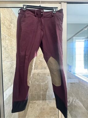 RJ Classics Gulf Burgundy Knee Patch Breeches, 30R